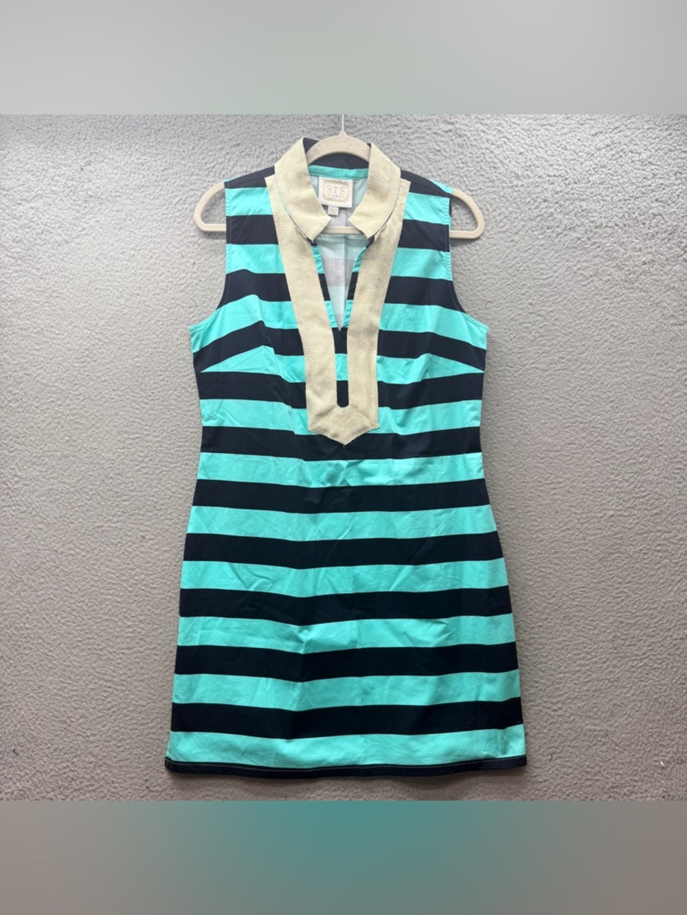 STS Sail To Sable Striped Tunic Dress Cabbage Navy Coastal Beach Women’s Size L